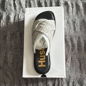 Hush Puppies Emily Slide in Snow Leopard Suede